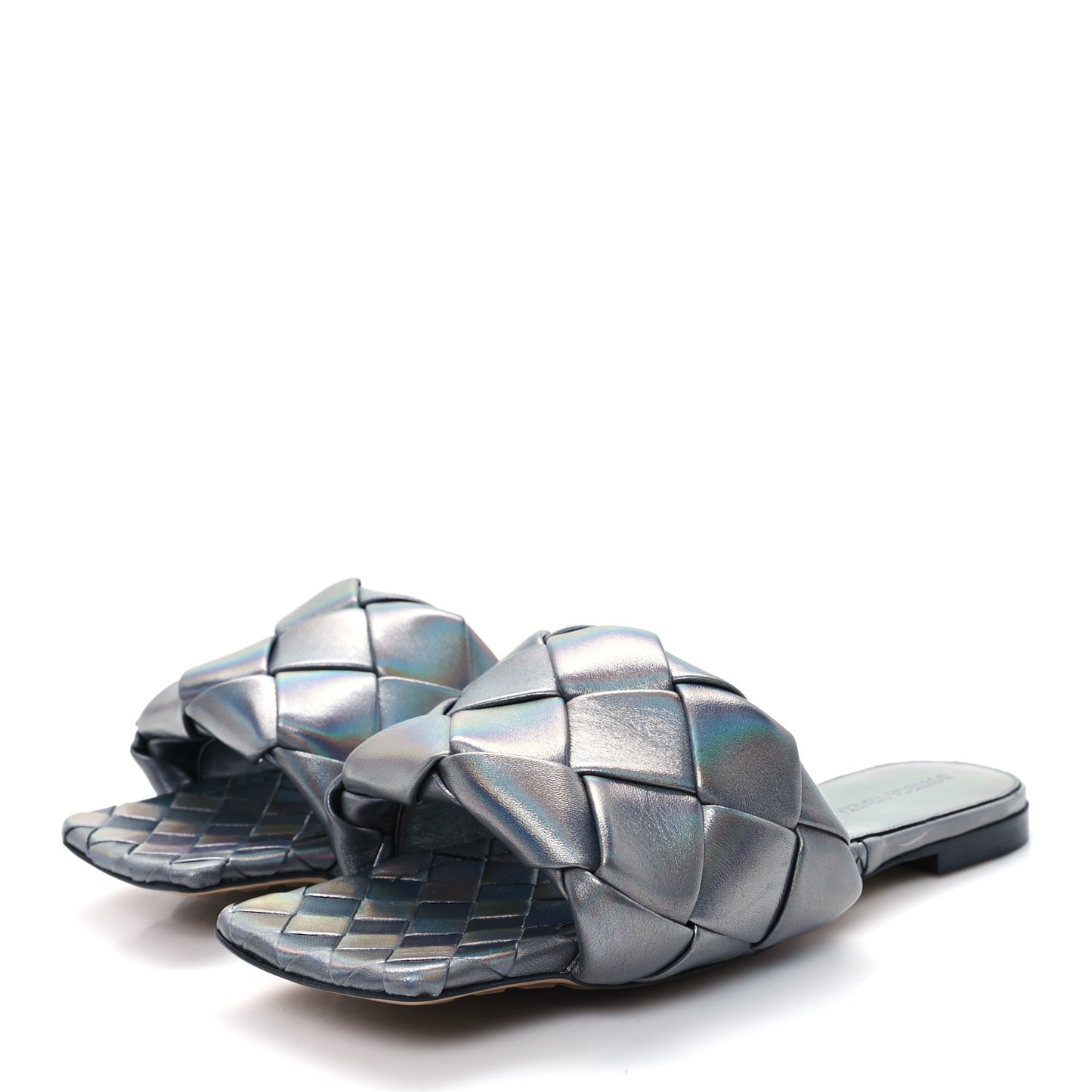 Laser Nappa Maxi Intrecciato Lido Flat Sandals 39 Oyster