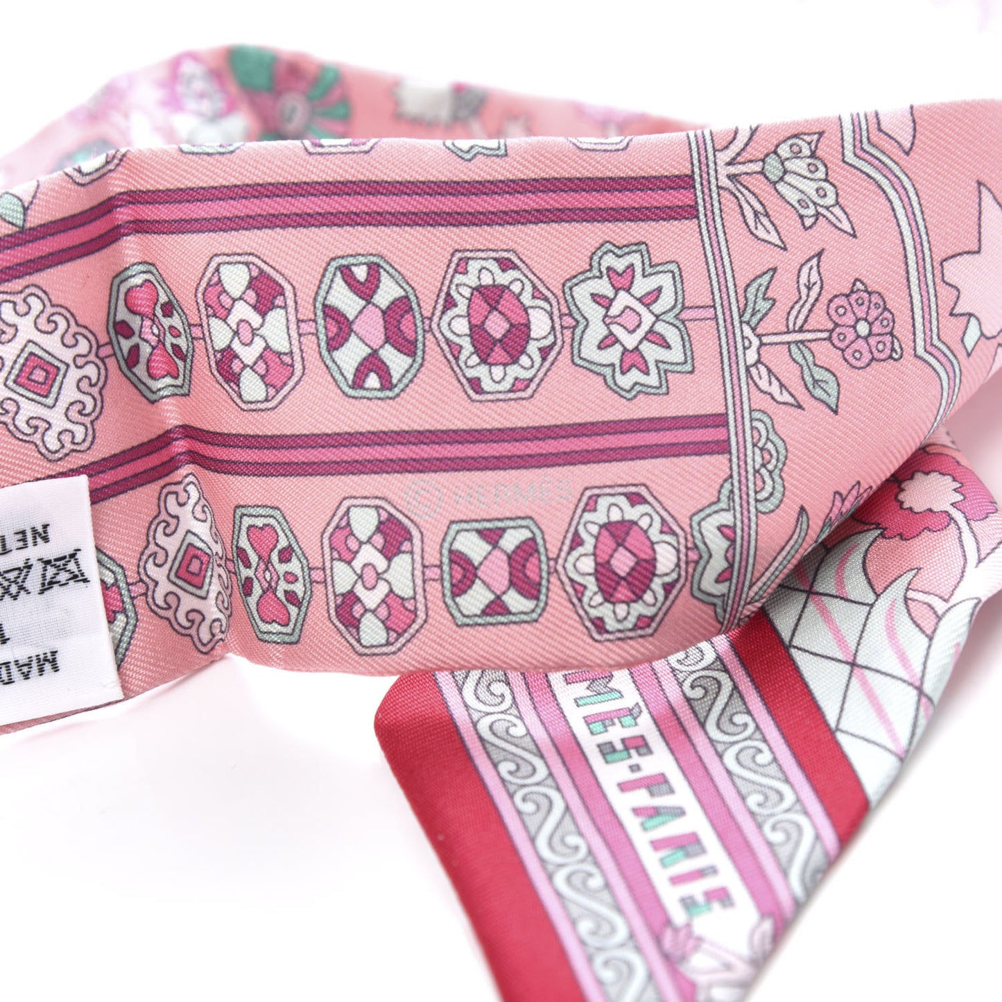 Silk Tapis Persans Twilly Rose Vert De Eau Creme