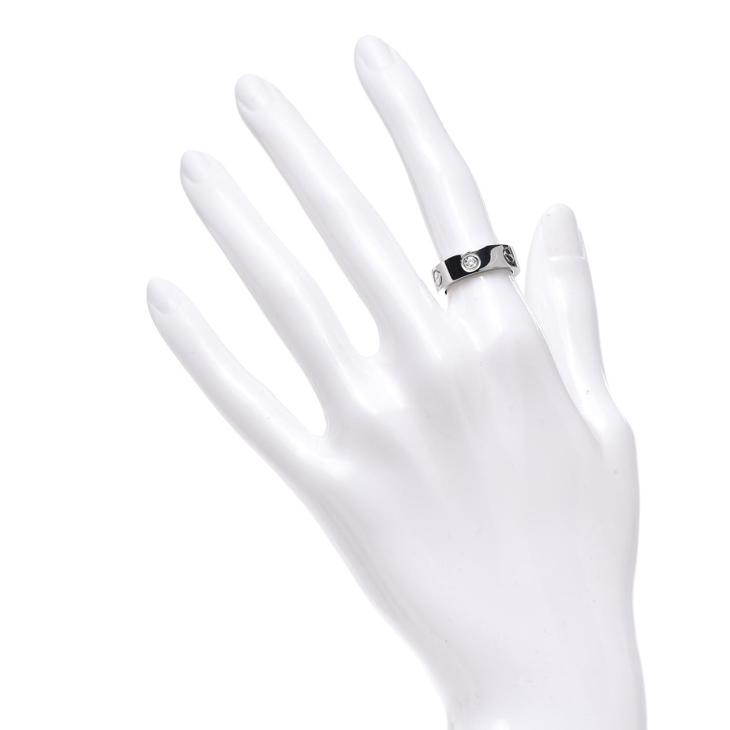18K White Gold 3 Diamond 5.5mm LOVE Ring 50 5.25