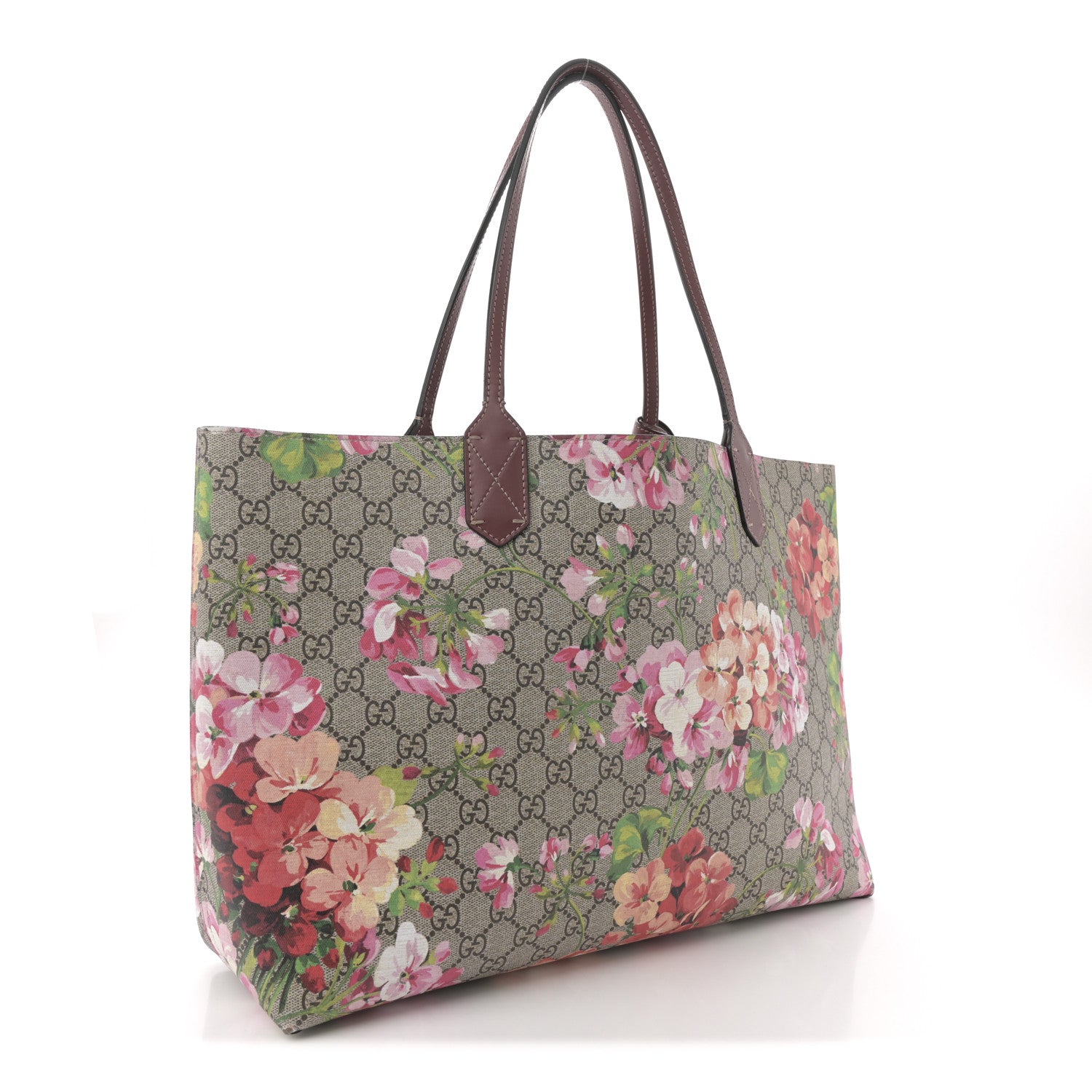 Gucci GG Supreme Monogram Blooms Medium Reversible Tote Beige Multicolor Dry Rose 3 of 17