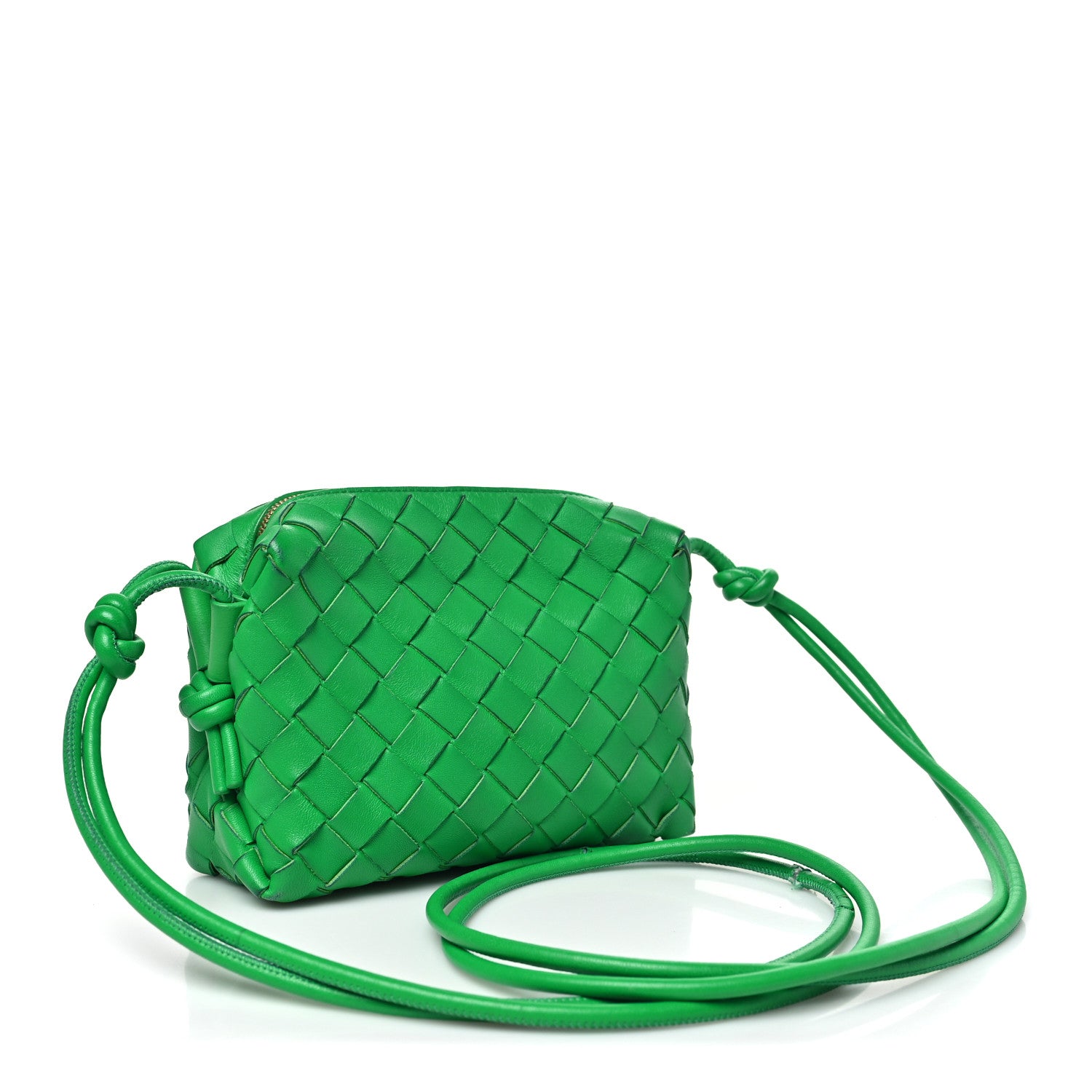 美品 BOTTEGA グリーンミニbag Bottega Veneta Nappa Intrecciato Mini Loop Camera Bag Parakeet