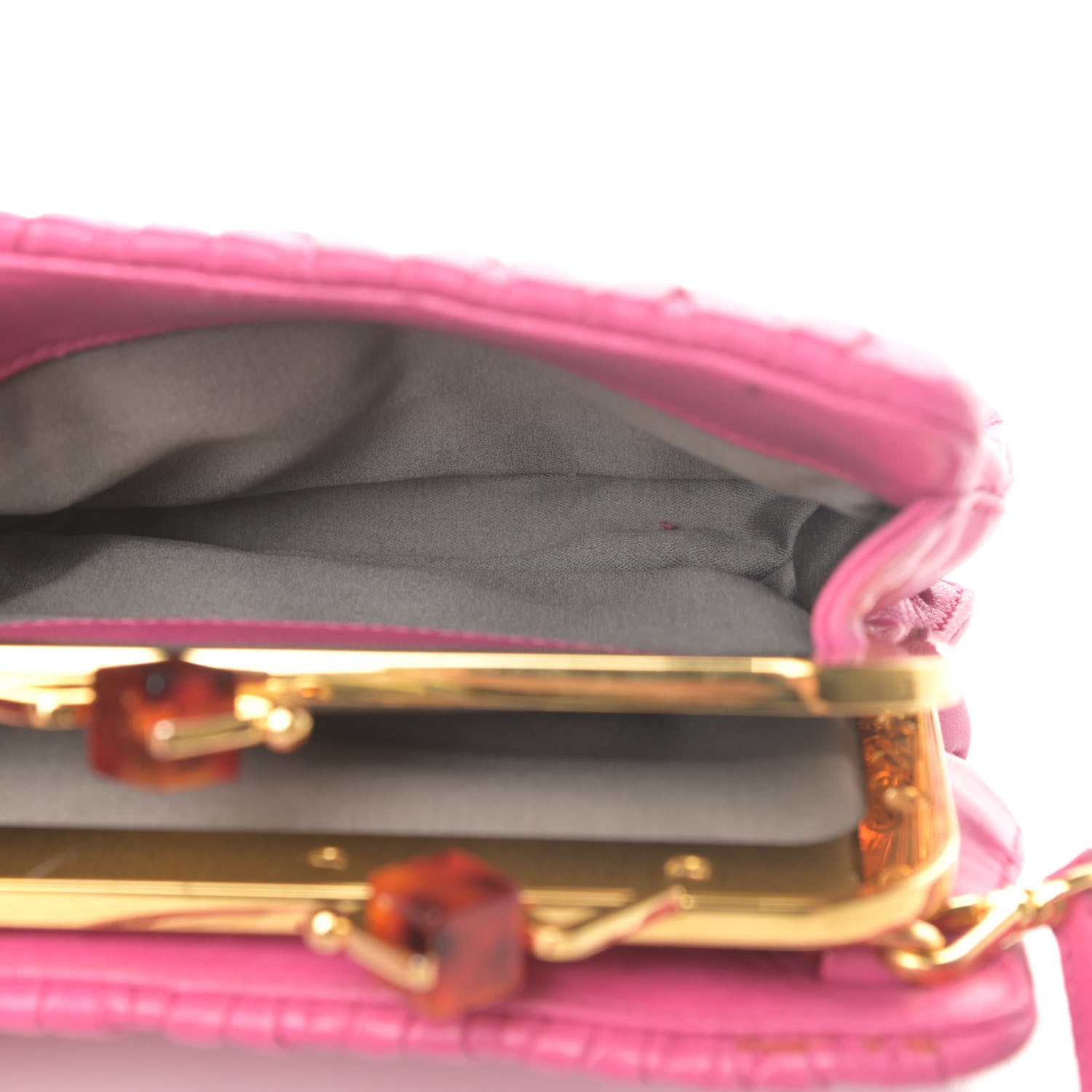 Miu Miu Nappa Matelasse Kisslock Frame Crossbody Bag Fuxia 9 of 16