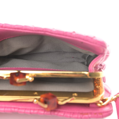 Miu Miu Nappa Matelasse Kisslock Frame Crossbody Bag Fuxia 9 of 16