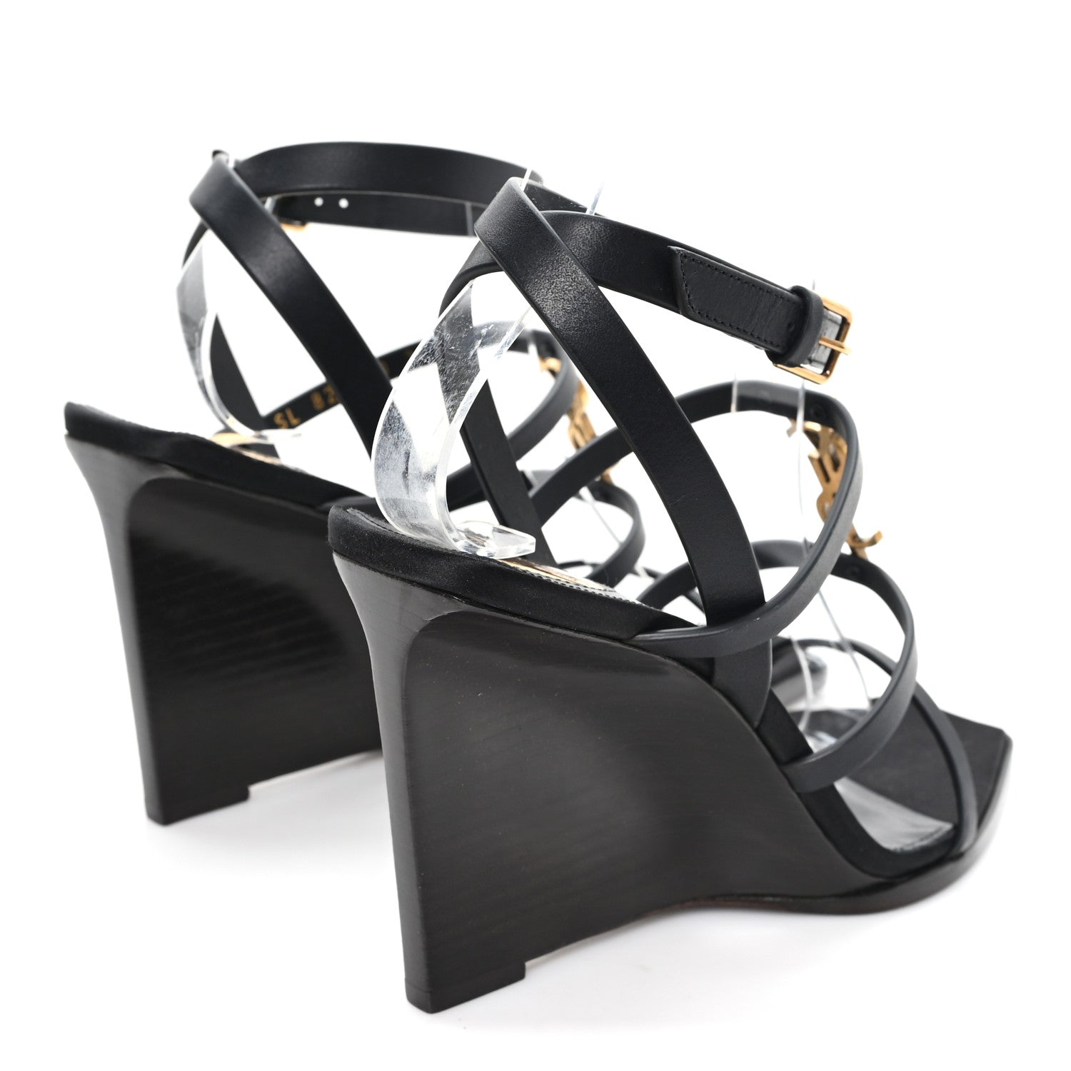 Saint Laurent Calfskin Cassandra 105 Wedges 37 Black 5 of 10