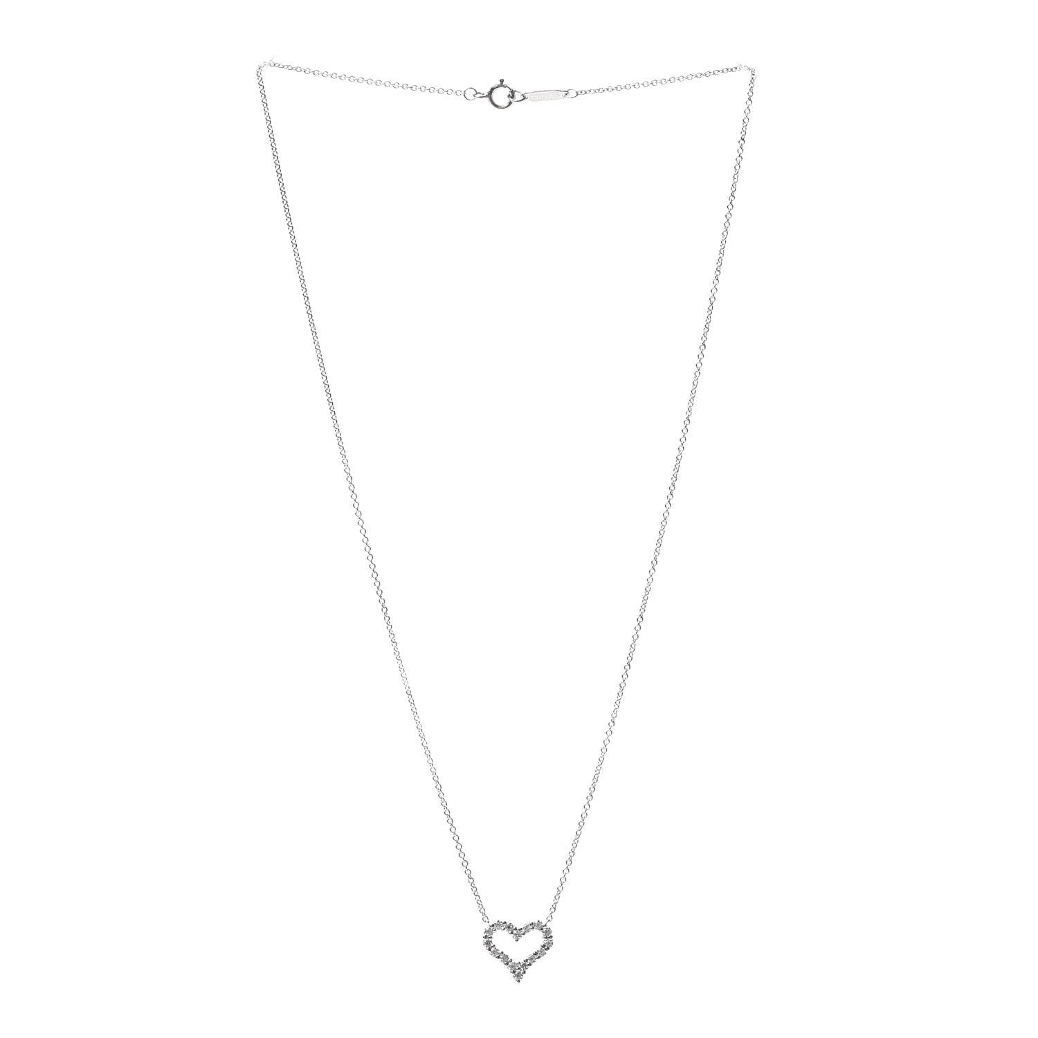 Tiffany Platinum Diamond Mini Heart Pendant Necklace 3 of 6