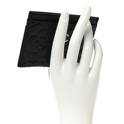 Chanel Caviar Camellia Embossed Card Holder Black 2 of 12