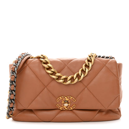 Chanel Lambskin Quilted Large Chanel 19 Flap Brown 1 of 10