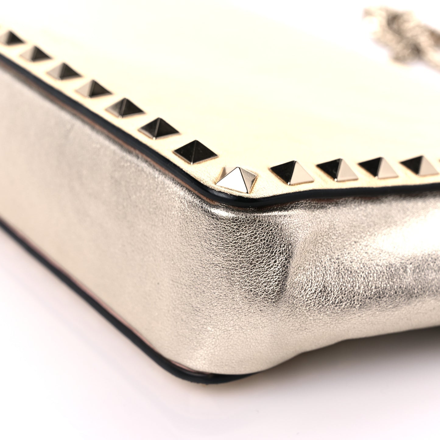 Metallic Calfskin Rockstud Mini Chain Shoulder Bag Multicolor