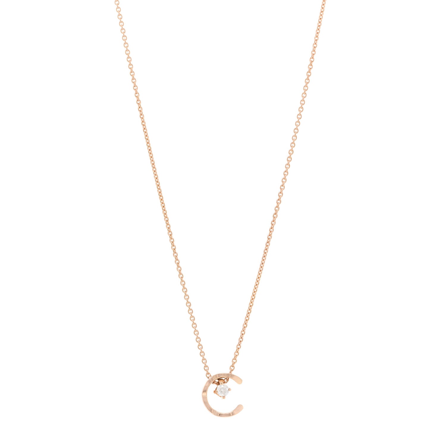 Chanel 18K Beige Gold Diamond Coco Crush C Necklace 1 of 5