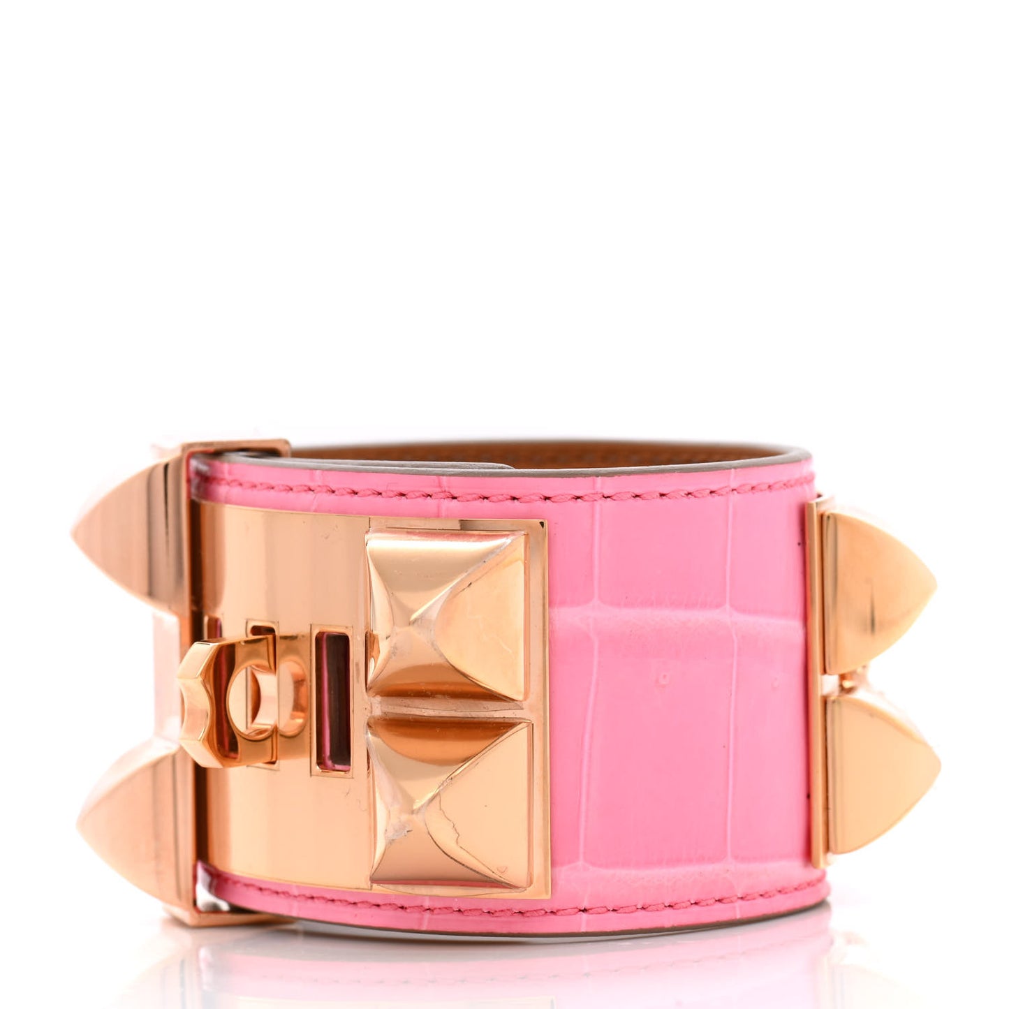 Matte Niloticus Crocodile Collier De Chien CDC Bracelet T2 Rose Bubblegum