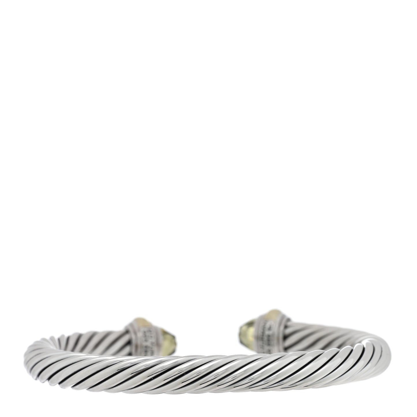 Sterling Silver 14K Yellow Gold Lemon Citrine 5mm Cable Classics Bracelet