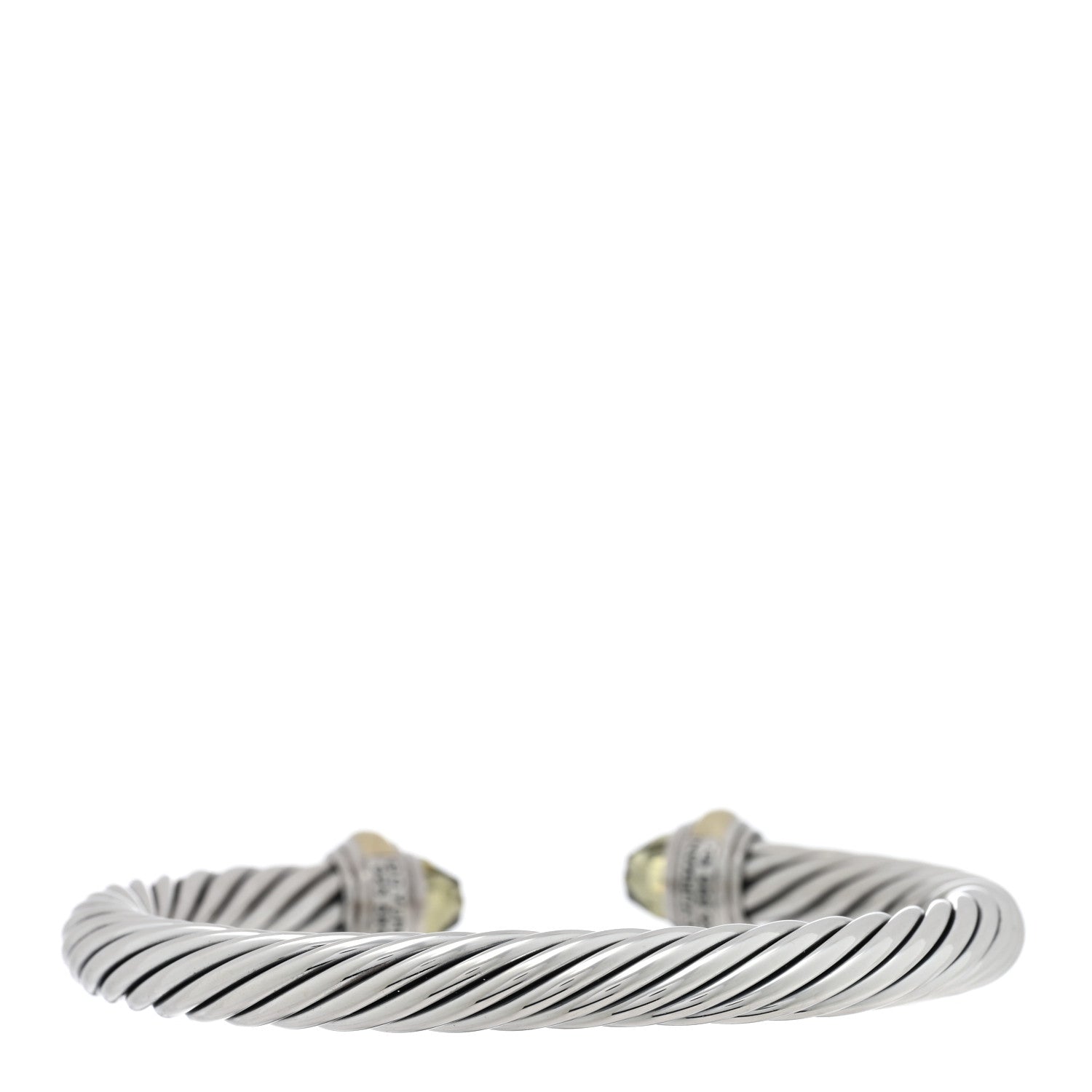 David Yurman Sterling Silver 14K Yellow Gold Lemon Citrine 5mm Cable Classics Bracelet 2 of 3