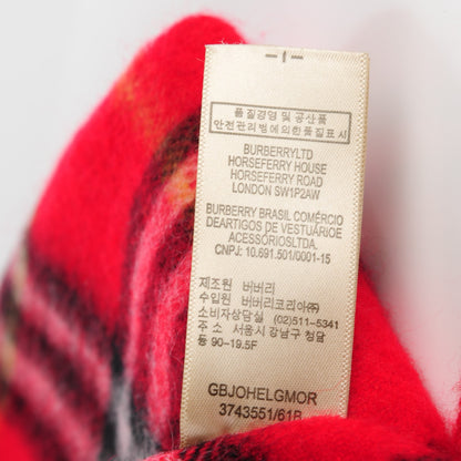 Burberry Cashmere Nova Check Fringe Scarf Red 6 of 6