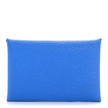 Hermes Chevre Mysore Calvi Card Case Bleu Hydra 1 of 8