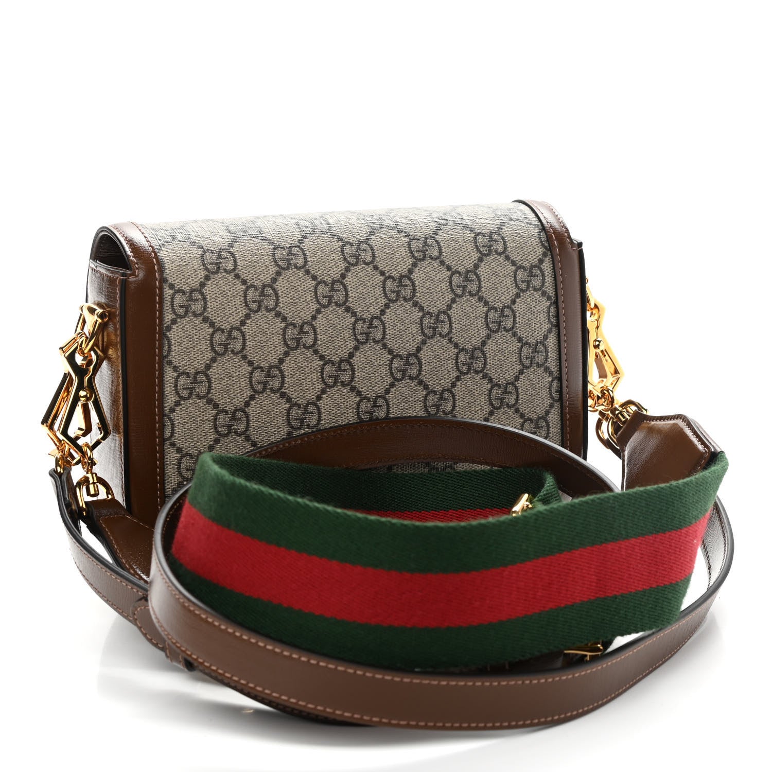 Gucci GG Supreme Monogram Web Mini Horsebit 1955 Shoulder Bag Beige Brown Sugar 5 of 8