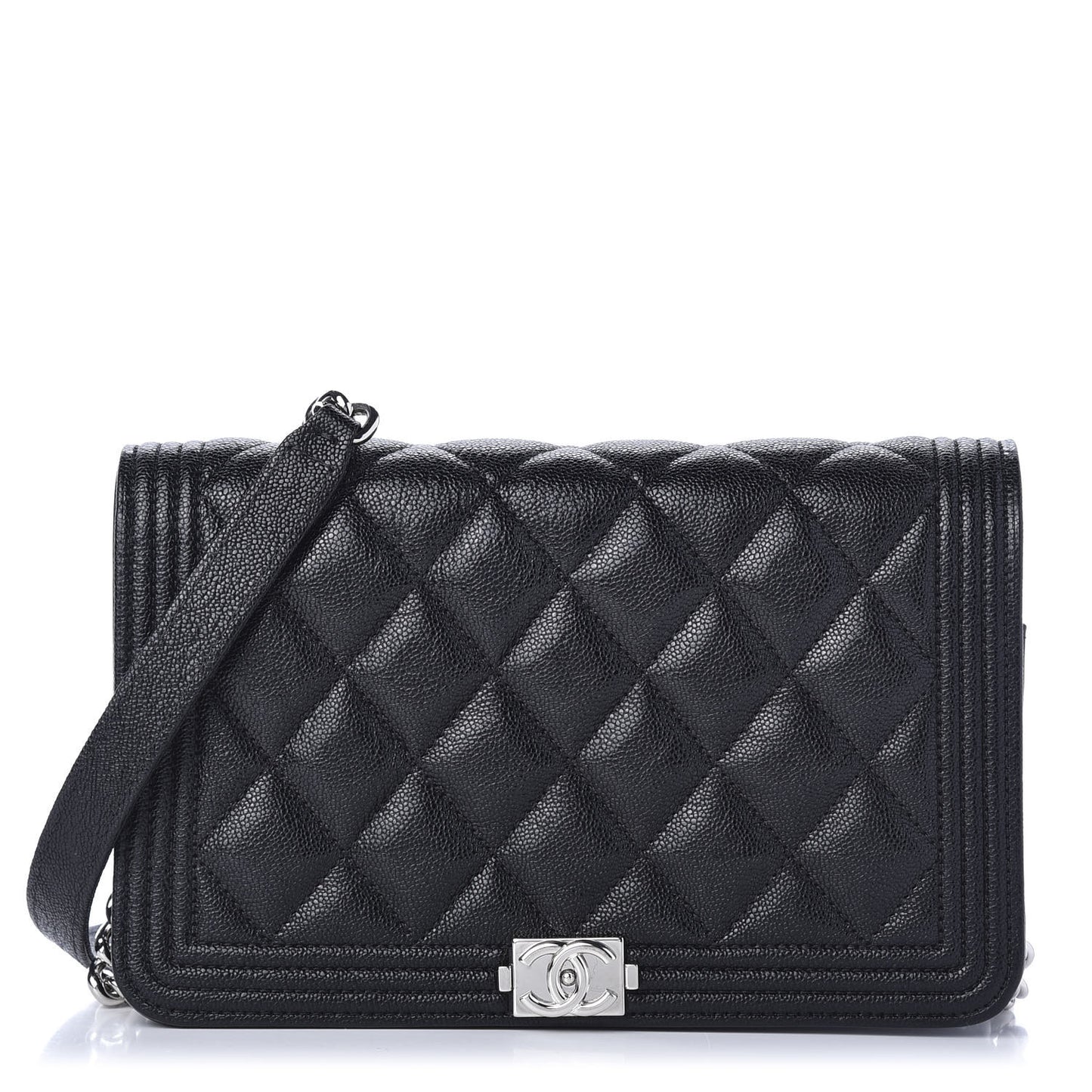 Caviar Quilted Boy Wallet On Chain WOC Black