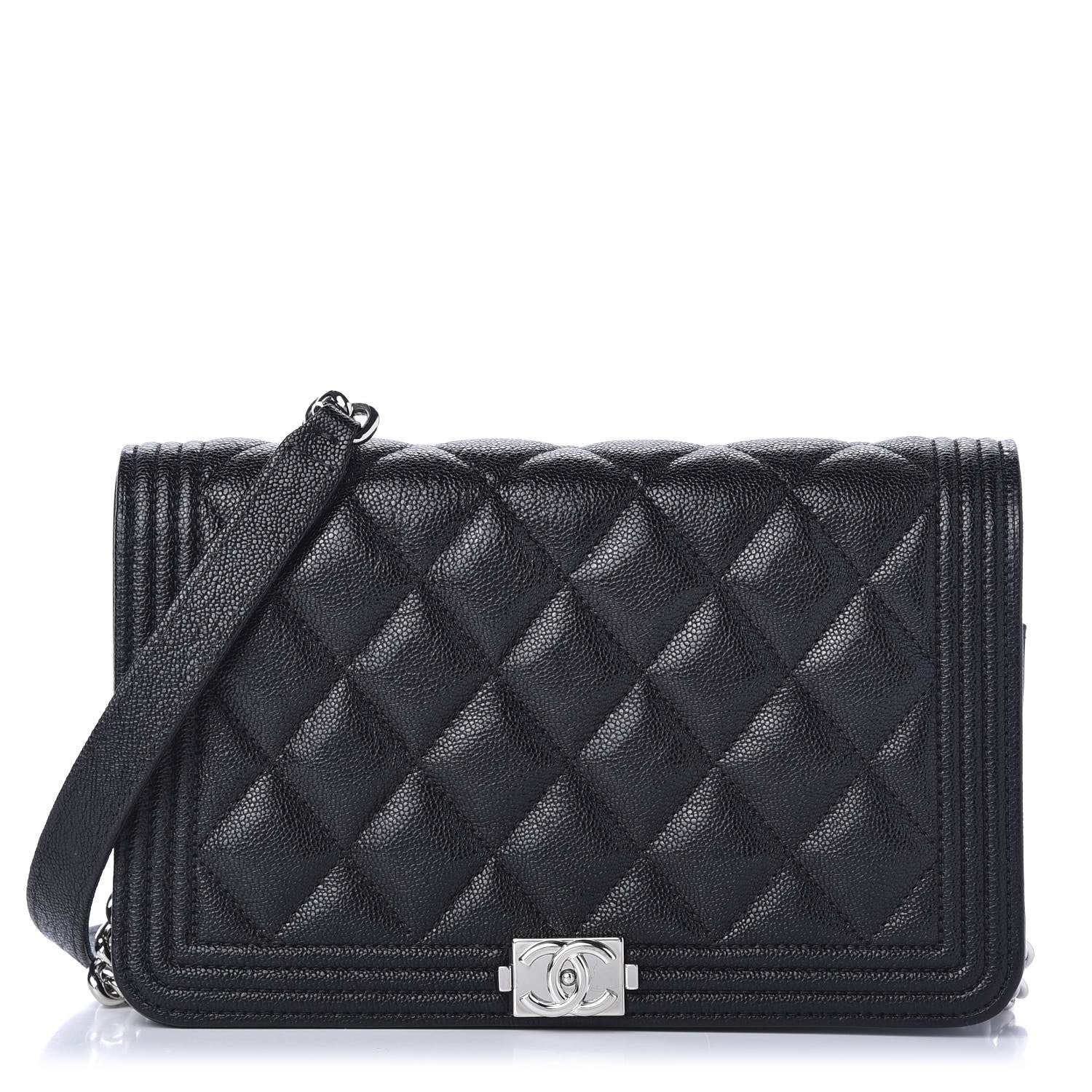 Chanel Caviar Quilted Boy Wallet On Chain WOC Black 1 of 12