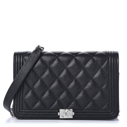 Chanel Caviar Quilted Boy Wallet On Chain WOC Black 1 of 12