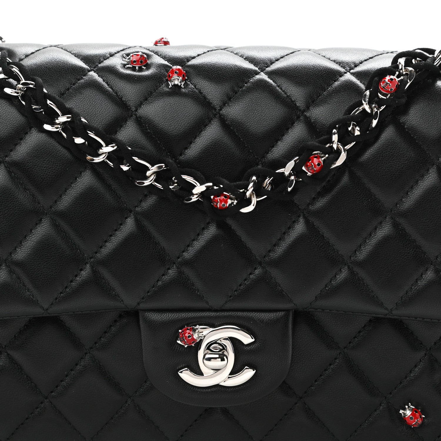 Chanel Lambskin Quilted Medium Ladybug Flap Black 7 of 9