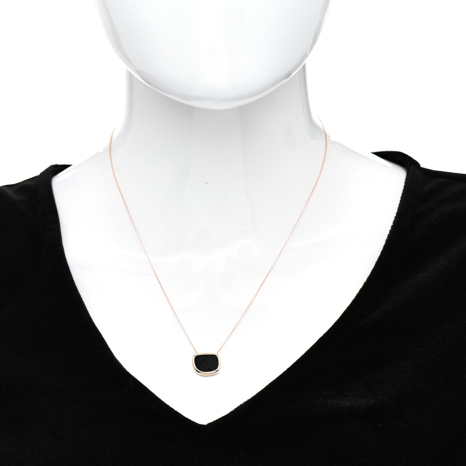 Roberto Coin 18K Rose Gold Black Jade Amphibole Pendant Necklace 2 of 4