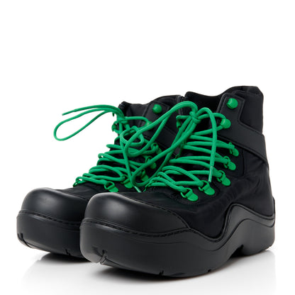 Bottega Veneta Technical Fabric Rubber Puddle Bomber Boots 37 Black Grass 3 of 8