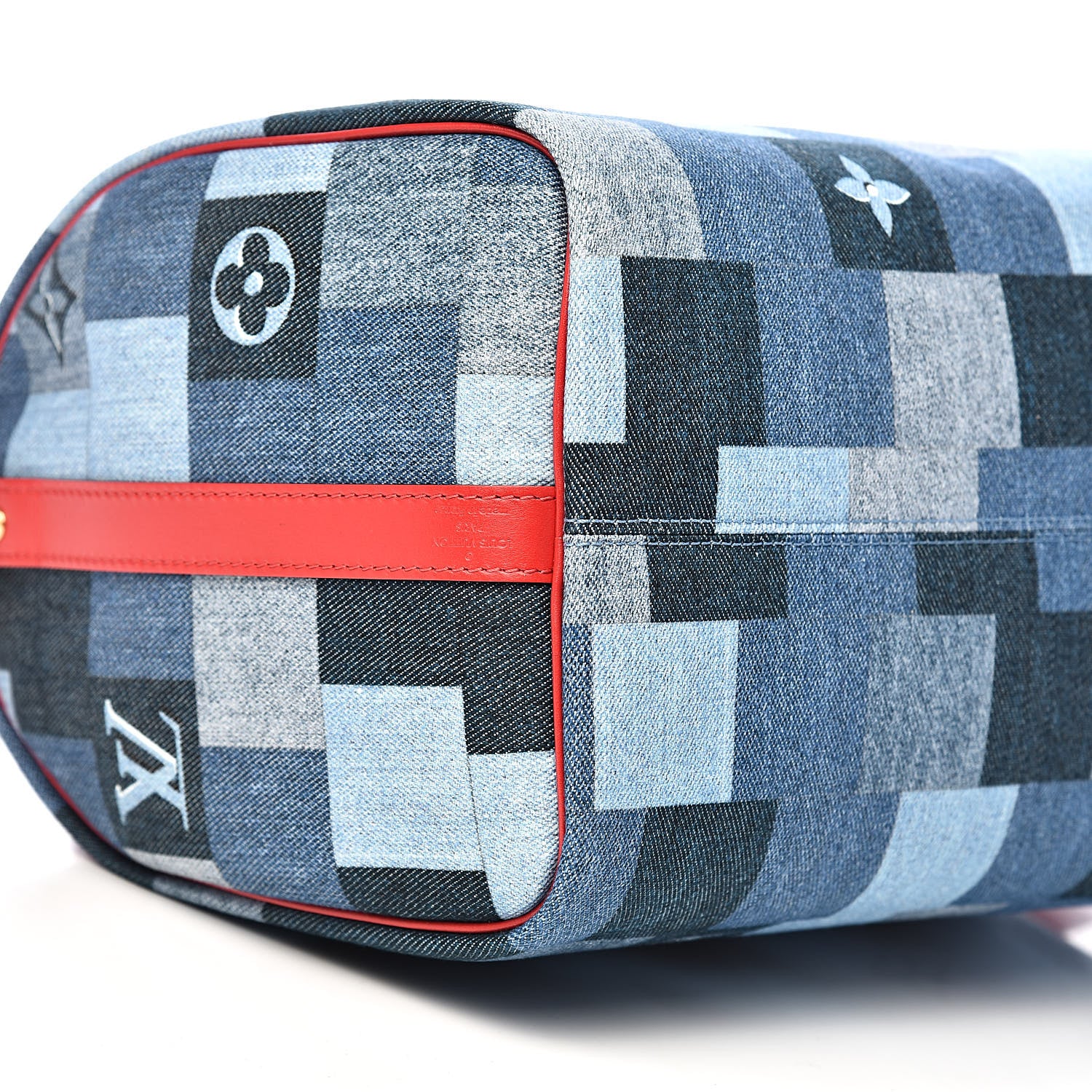 Louis Vuitton Denim Damier Monogram Patchwork Speedy Bandouliere 30 Blue Rouge 7 of 11