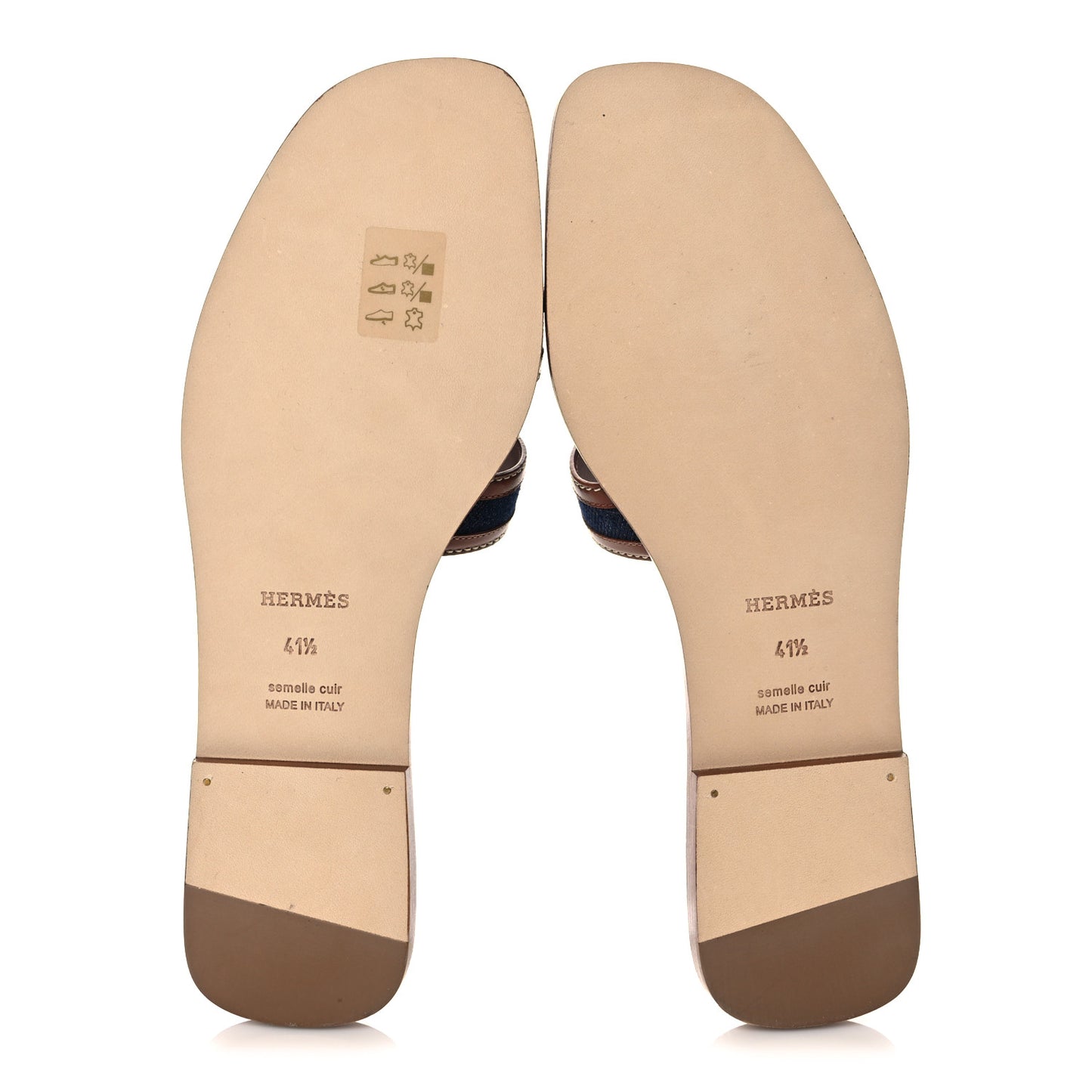 Calfskin Denim Oran Sandals 41.5 Bleu Brut Gold