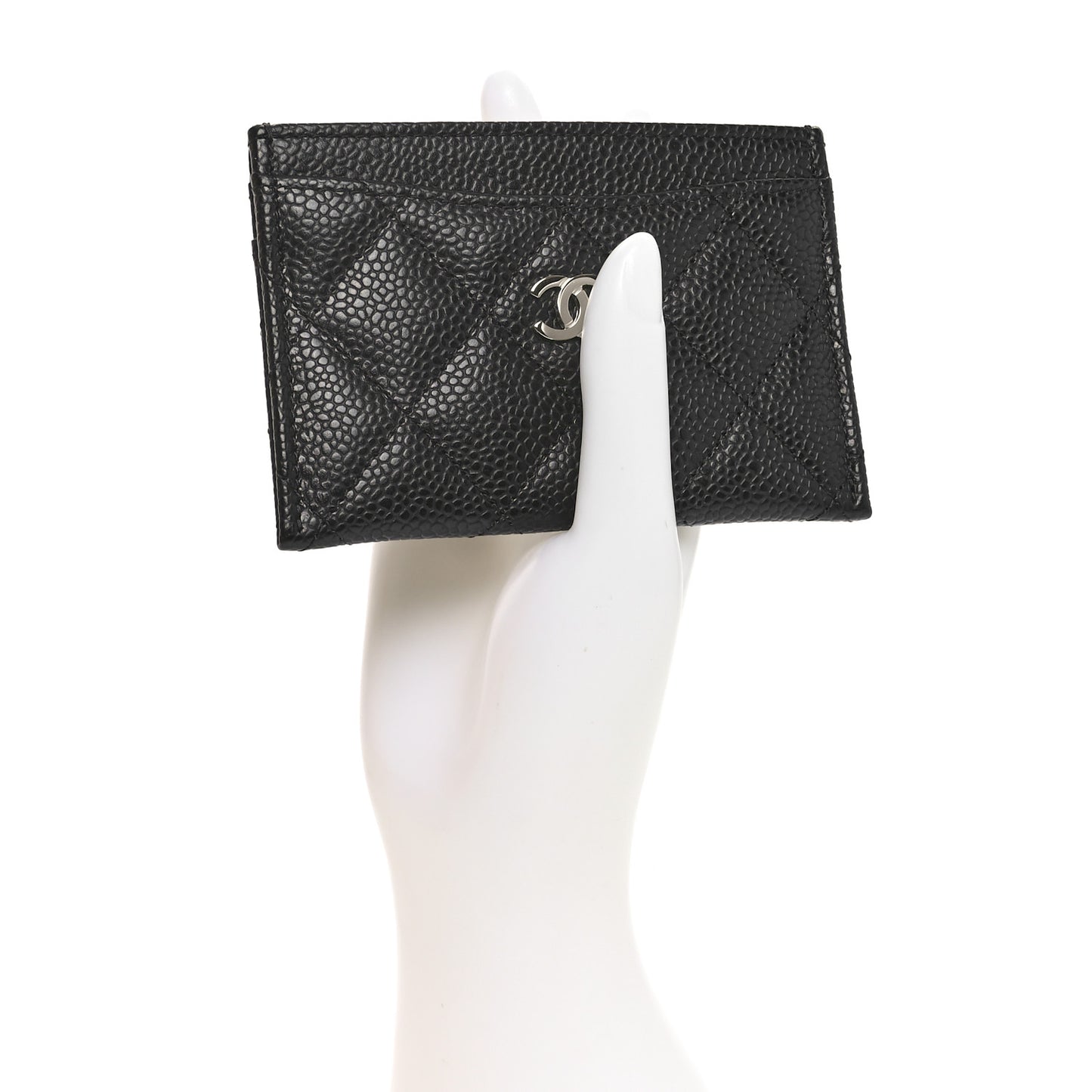Caviar Quilted Card Holder Black