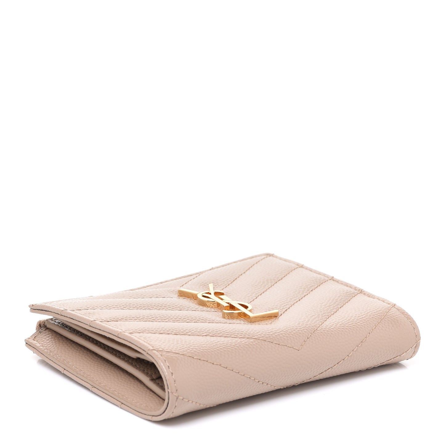 Grain De Poudre Matelasse Chevron Monogram Zipped Card Case Dark Beige