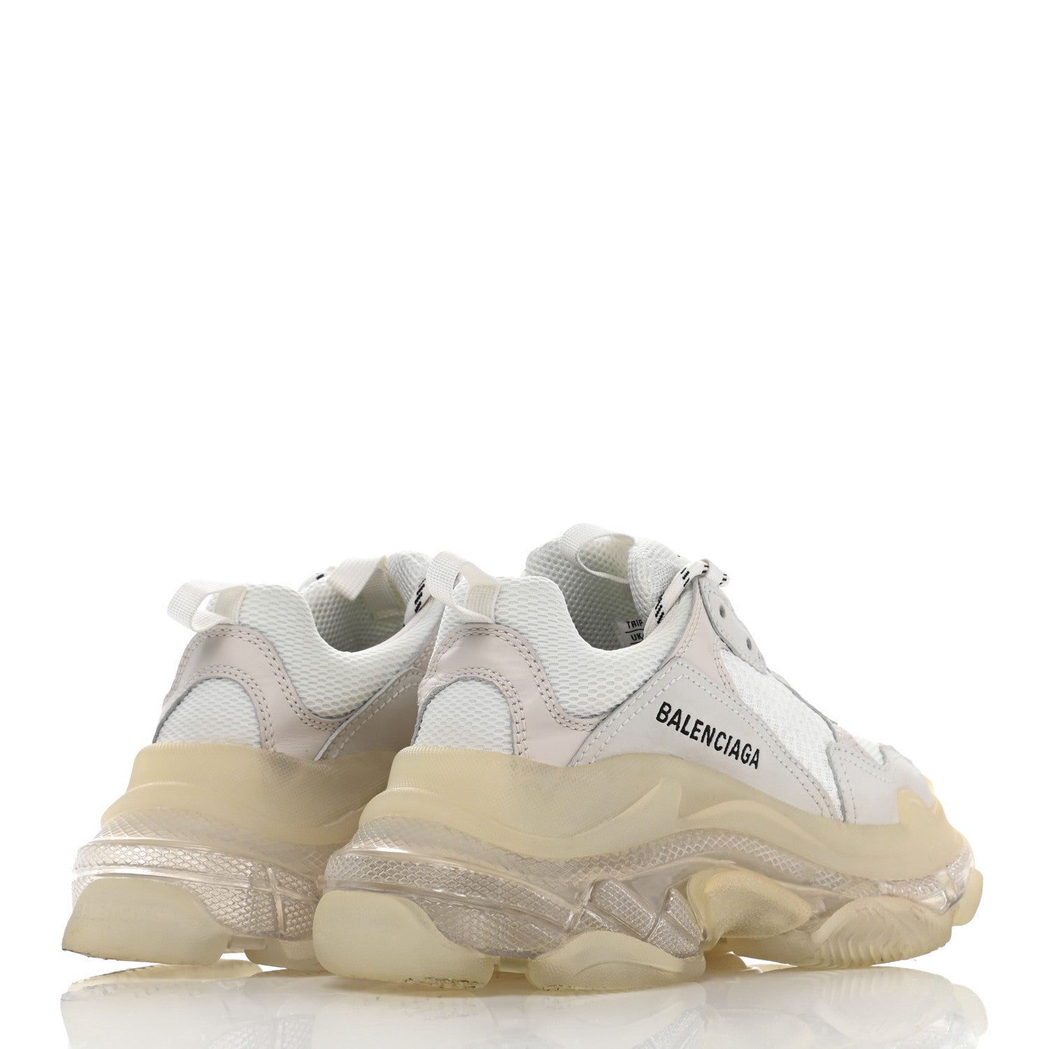 Balenciaga Fabric Mesh Clear Sole Womens Triple S Sneakers 37 White 4 of 7