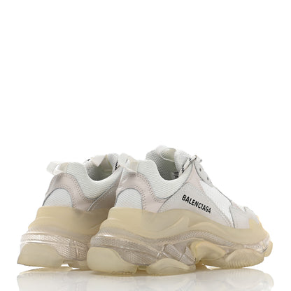 Balenciaga Fabric Mesh Clear Sole Womens Triple S Sneakers 37 White 4 of 7