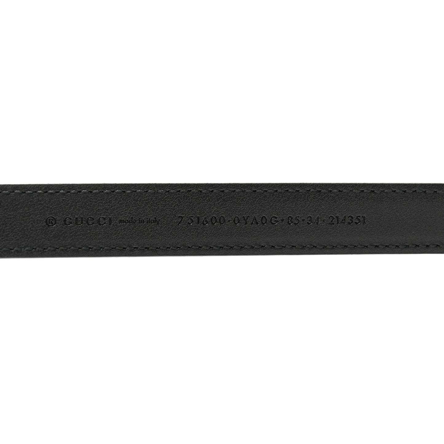 Plutone Calfskin Gucci Buckle 20mm Thin Belt 85 34 Black