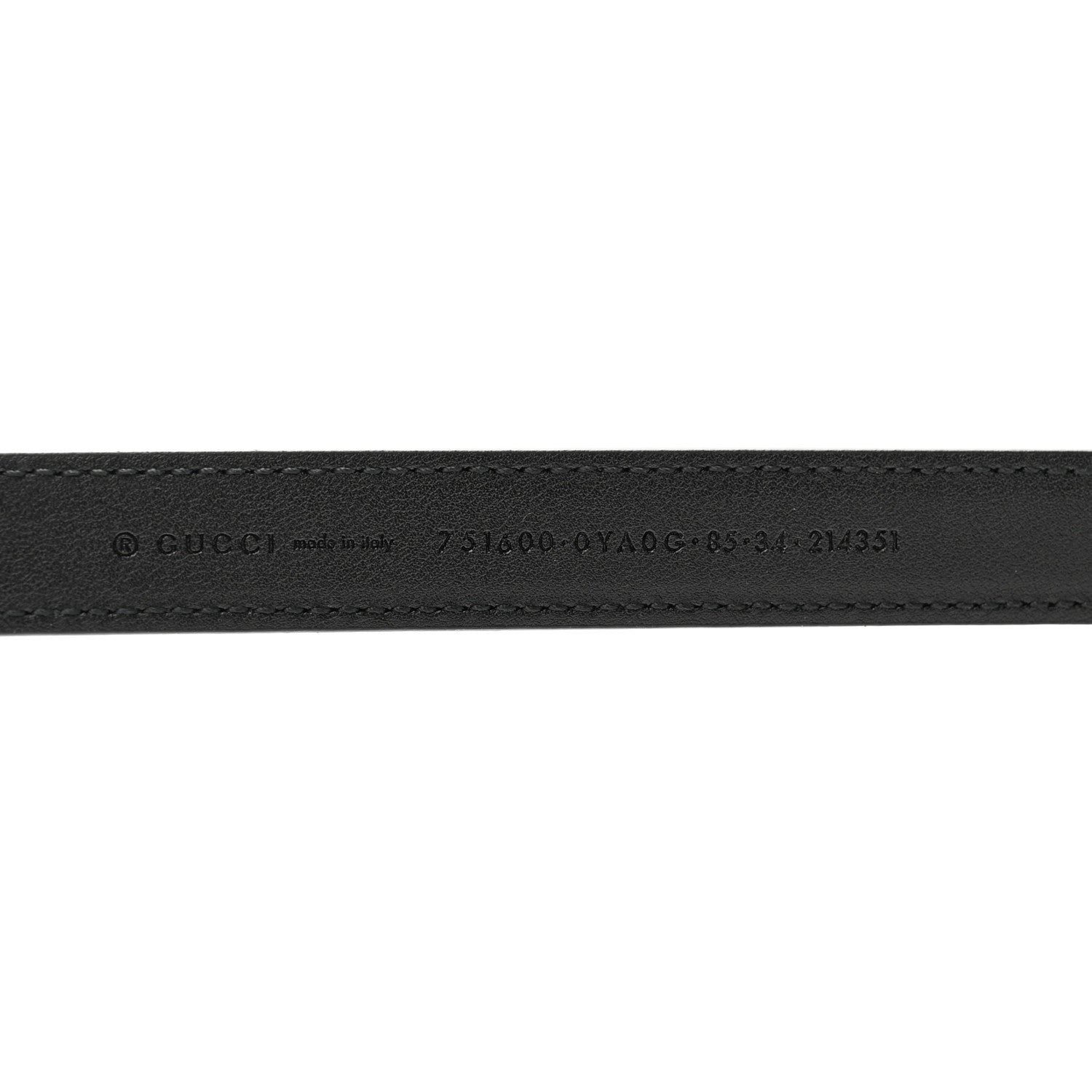Gucci Plutone Calfskin Gucci Buckle 20mm Thin Belt 85 34 Black 3 of 5