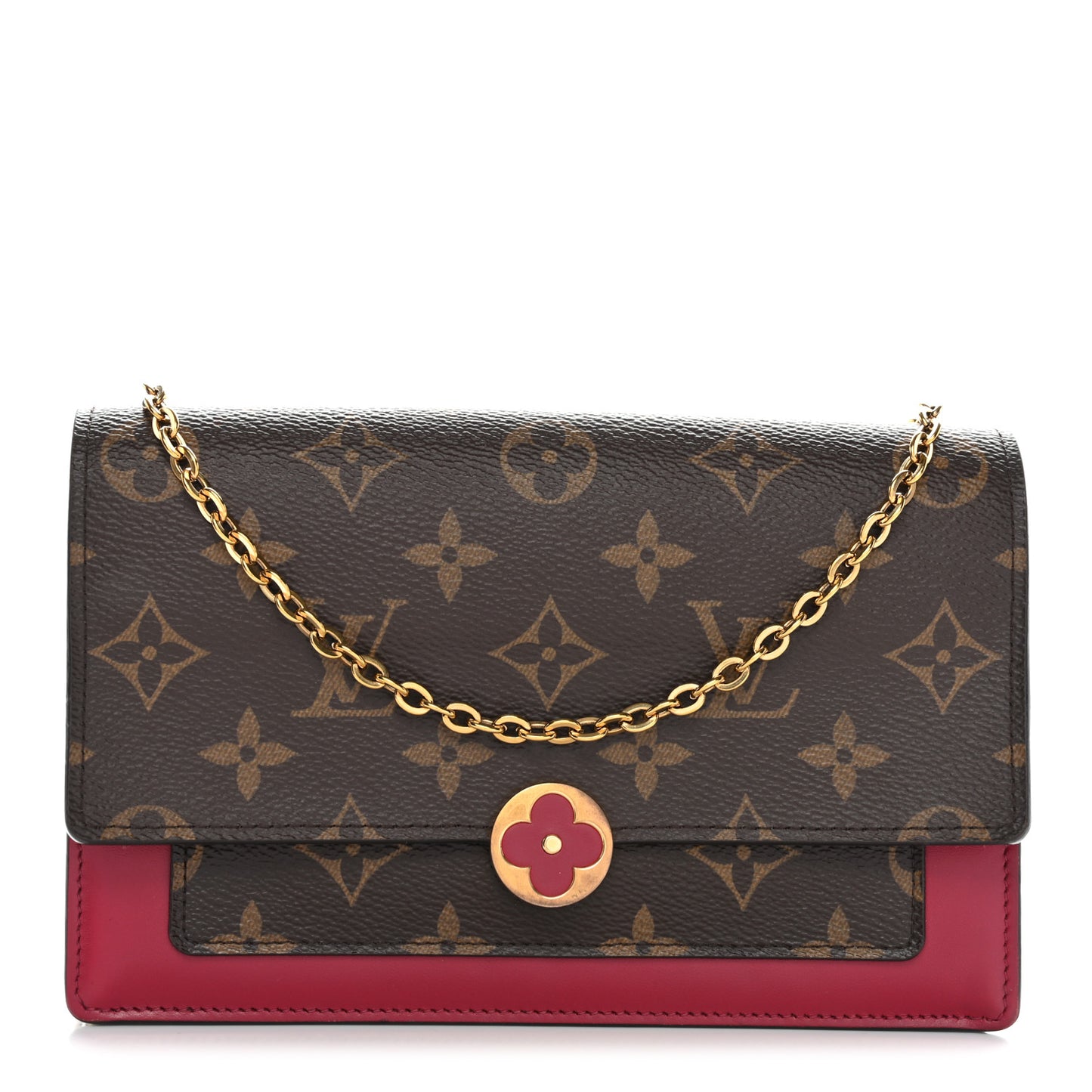 Monogram Flore Chain Wallet Fuchsia