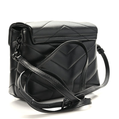 Saint Laurent Calfskin Y Quilted Monogram Monochrome Toy Loulou Crossbody Bag Black 3 of 10