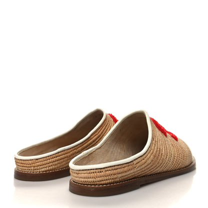 Chanel Raffia Patent Calfskin CC Espadrilles 40 Beige White Red 4 of 8