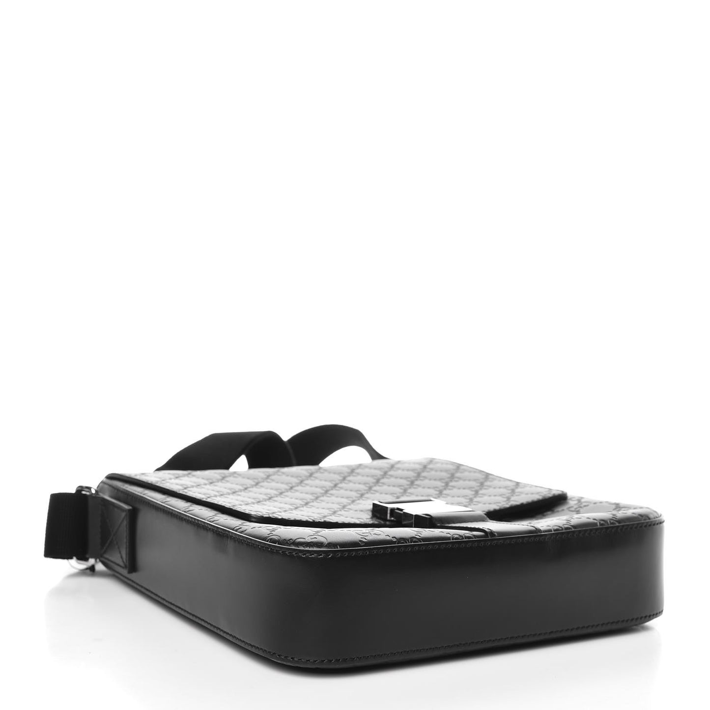 Guccissima Signature Single Buckle Flap Messenger Bag Black