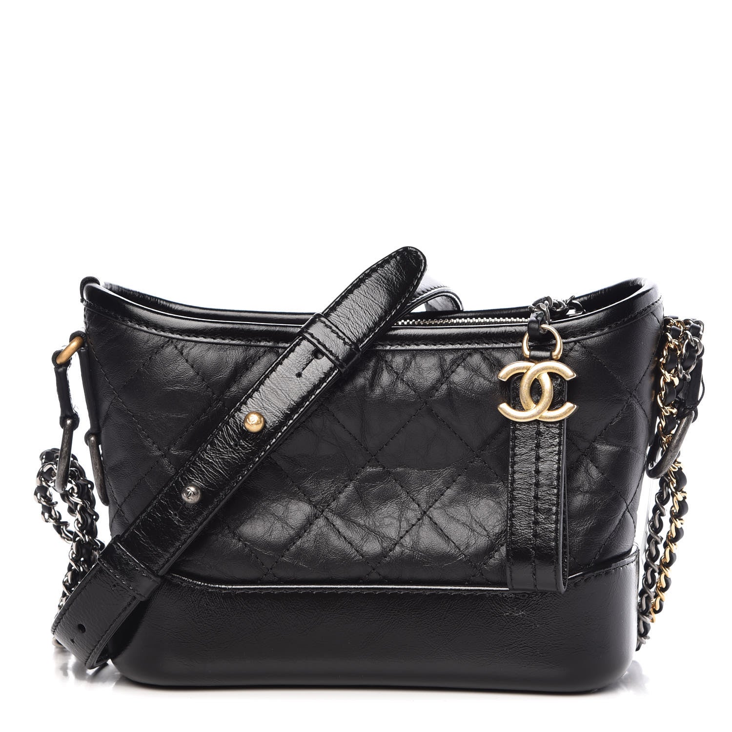 Chanel Aged Calfskin Quilted Small Gabrielle Hobo Black 1 of 9