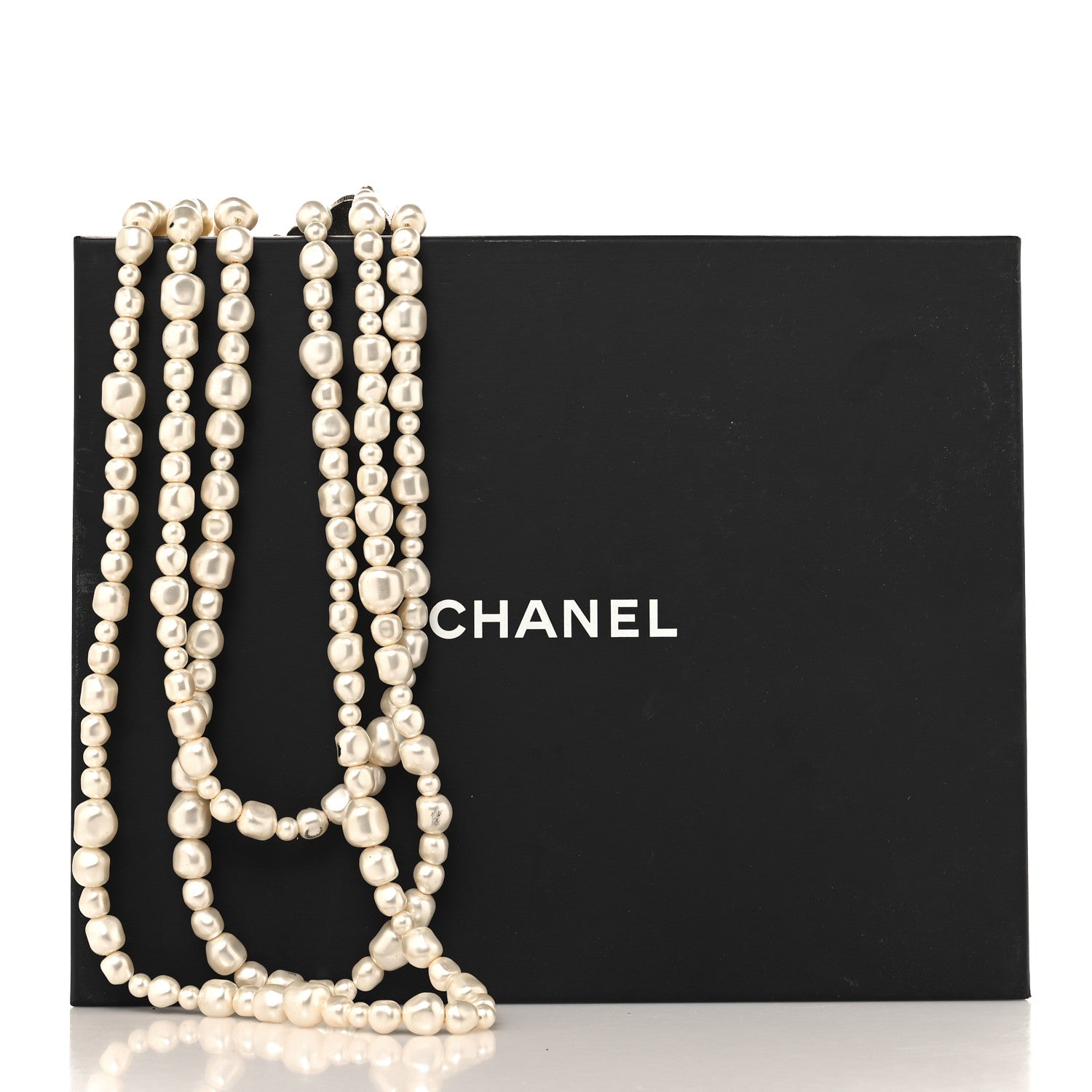 Chanel Graduated Pearl Crystal CC Multi Strand Necklace Gold 8 of 8