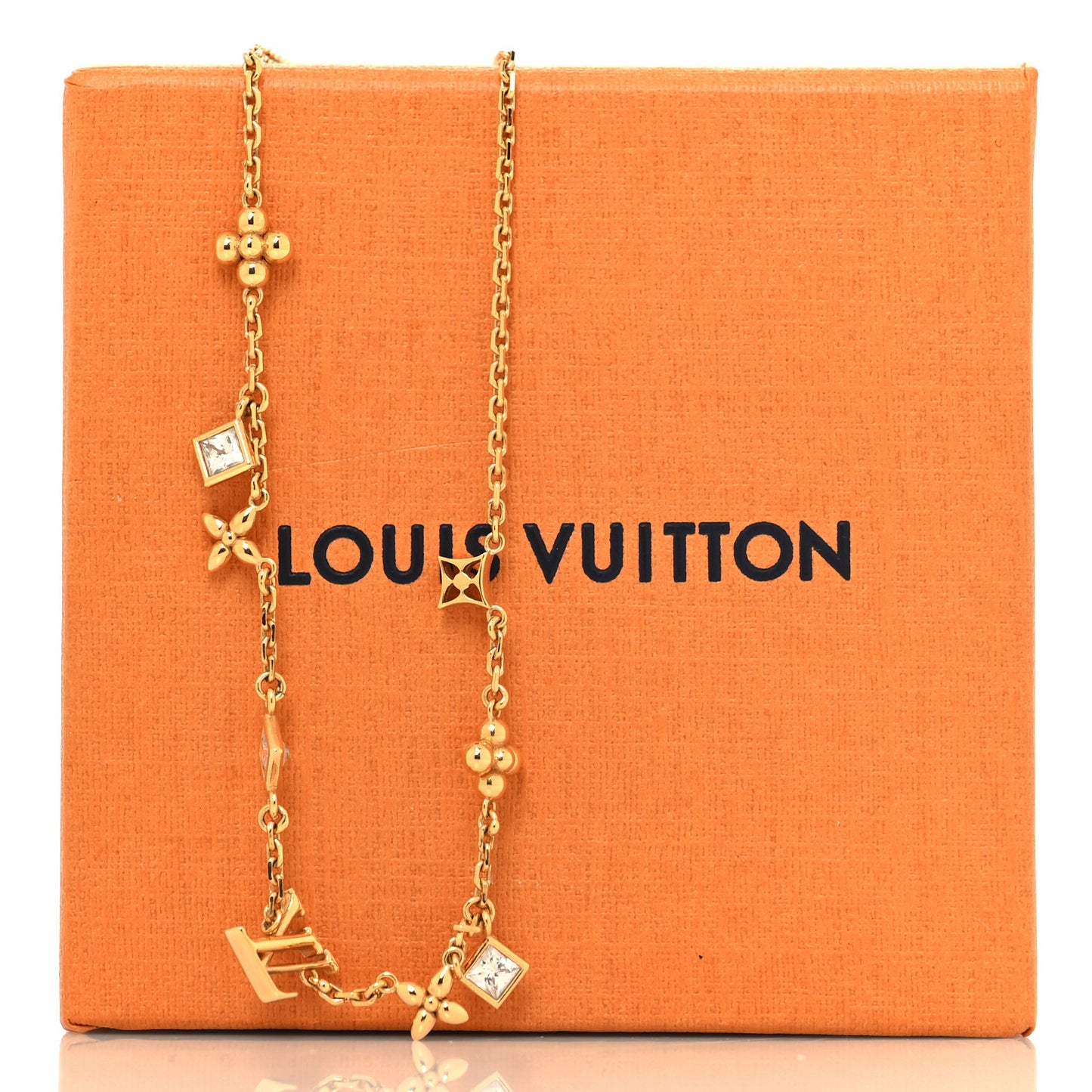 Metal Crystal LV In The Sky Necklace Gold