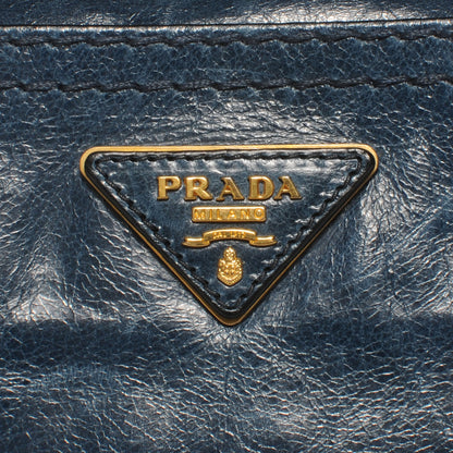 Prada Vitello Shine Pochette Clutch Denim 3 of 9