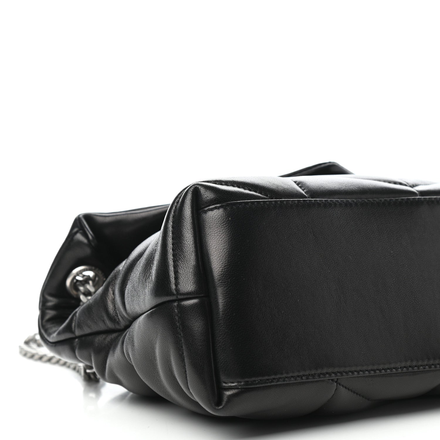 Saint Laurent Lambskin Quilted Small Loulou Puffer Monogram Chain Satchel Black 9 of 10