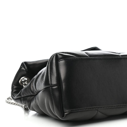 Saint Laurent Lambskin Quilted Small Loulou Puffer Monogram Chain Satchel Black 9 of 10