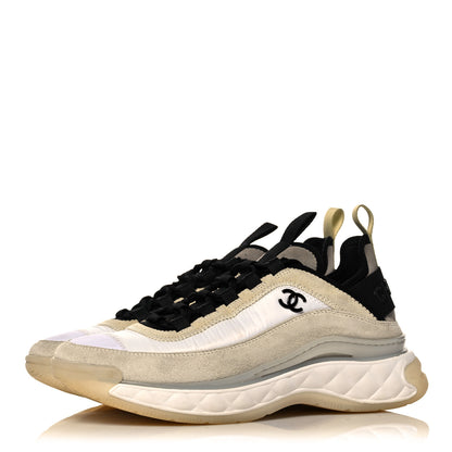 Chanel Suede Calfskin Mixed Fibers CC Sneakers 37 Beige 3 of 11