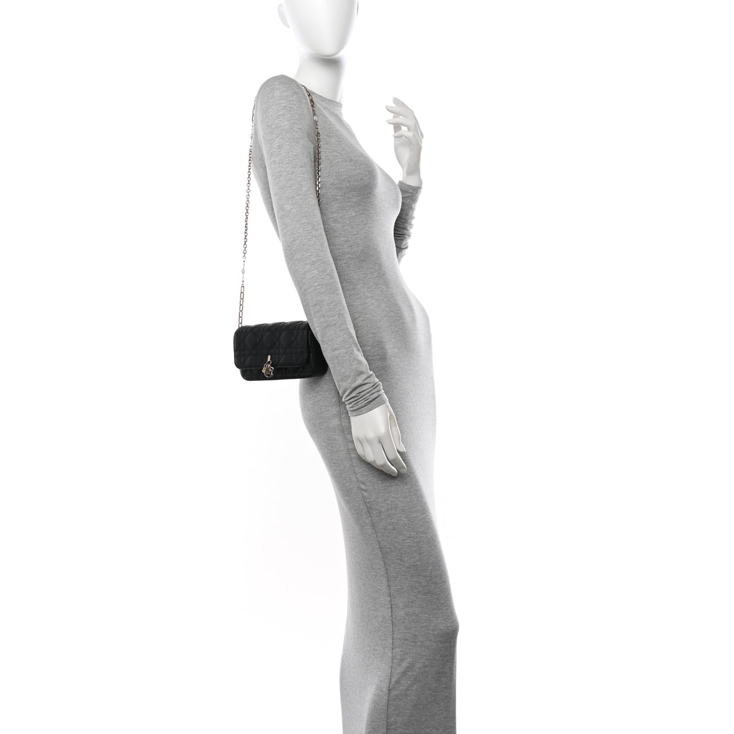 Lambskin Cannage Dior Talk Phone Pouch Black