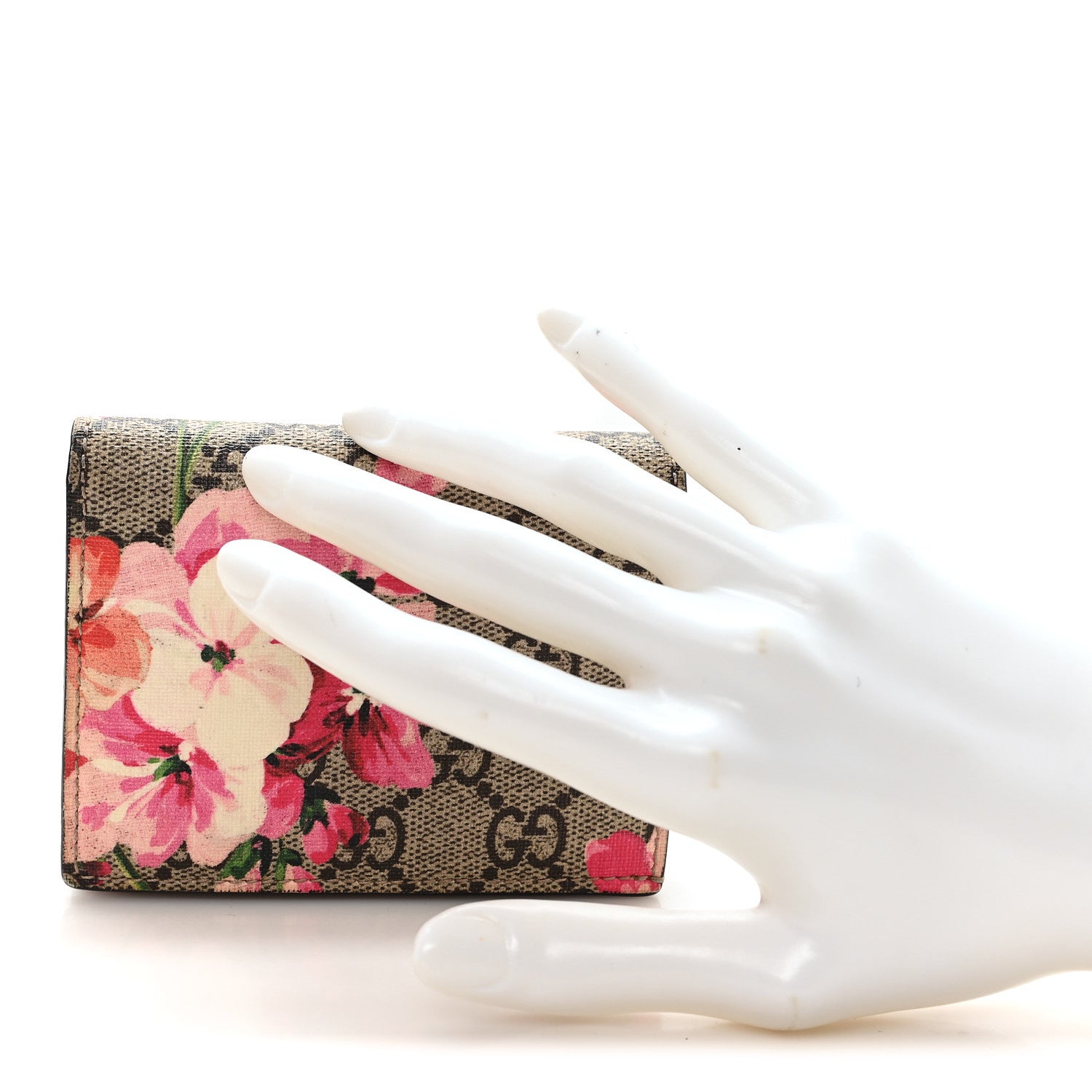 Gucci GG Supreme Monogram Blooms Card Case Beige Multicolor Dry Rose 2 of 7