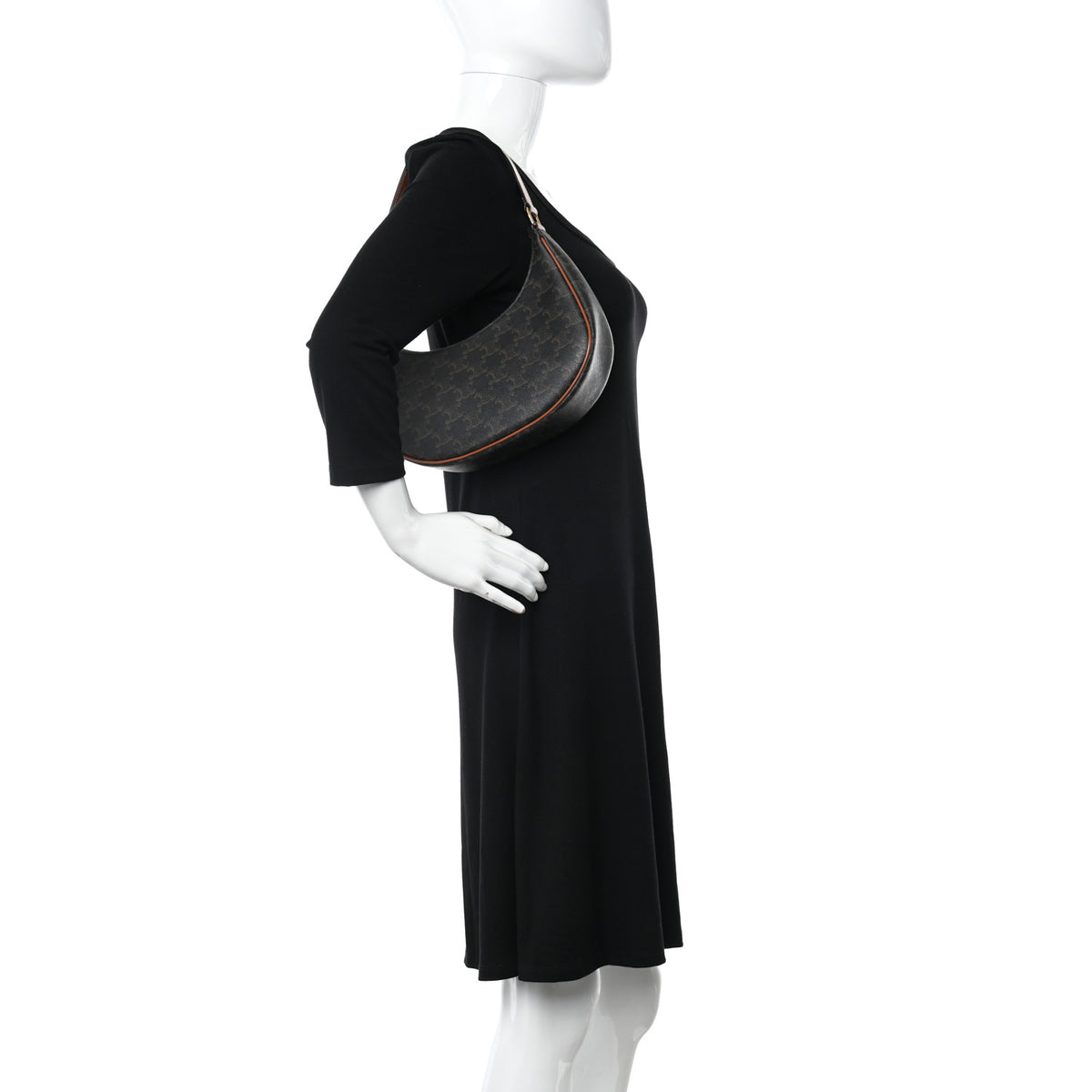Triomphe Canvas Calfskin Ava Shoulder Bag Tan