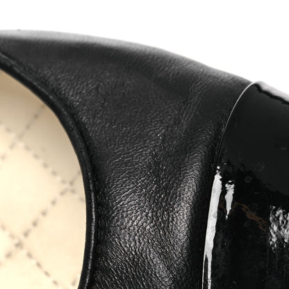 Chanel Lambskin Patent Calfskin Cap Toe Ankle Chain Ballerina Flats 37.5 Black 14 of 17