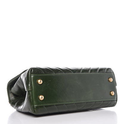 Chanel Calfskin Chevron Quilted Mini Coco Handle Flap Green 5 of 11