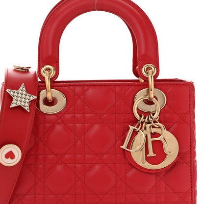 Christian Dior Lambskin Cannage Small Lucky Badges My Lady Dior Red 8 of 16